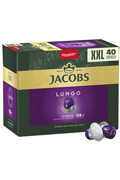 Jacobs Lungo Intenzita 8,40 capsule, compatibile cu aparatele de cafea Nespresso