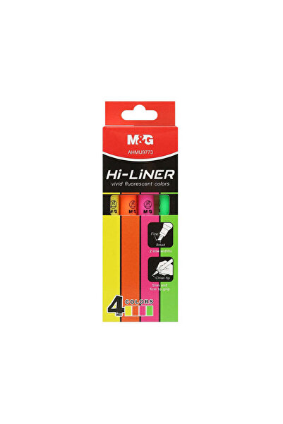 MG M&G Hi-Liner Μαρκαδόροι Υπογράμμισης 4 Νέον Χρώματα