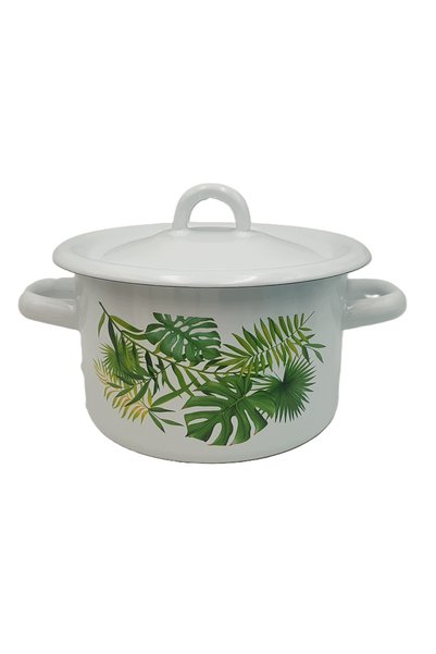 NET-POL Oală emailată cu capac 2l / 16cm MONSTERA