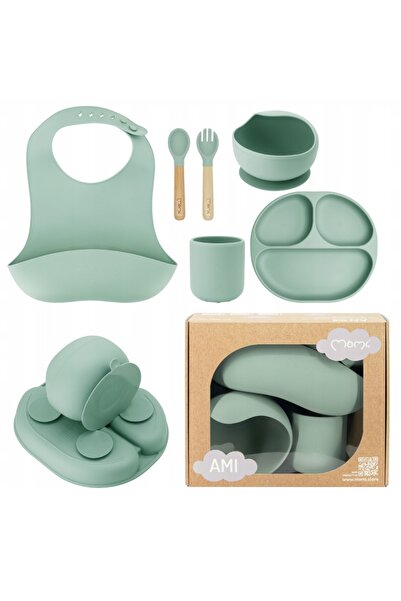 Momi Set de masă din silicon pentru copii AMI verde