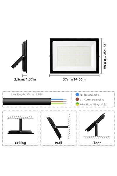 Jortan Προβολέας LED 300W, 3000K, IP66, ενεργειακά αποδοτικός