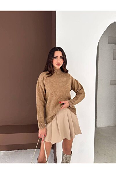 Stile Bella Pulover tricotat cu mânecă lungă, supradimensionat, cu textură mo...