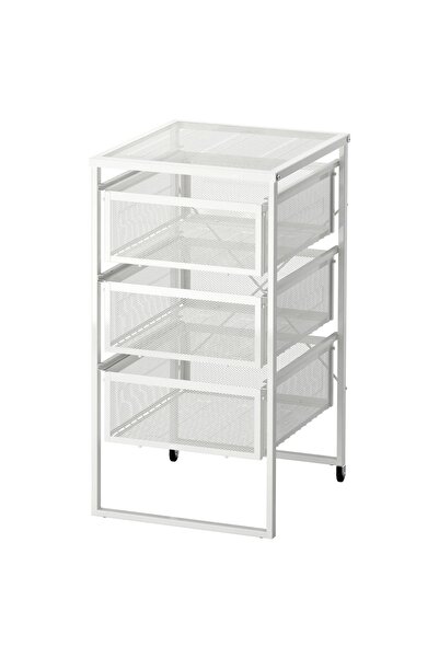 IKEA Comodă albă Lennart cu roți, organizator tip container pentru birou
