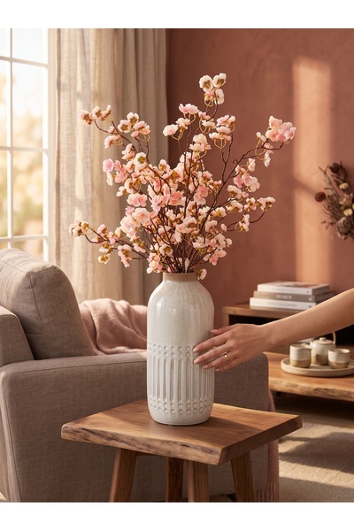 YAPAY ÇİÇEKÇİNİZ 3’lü Pembe Yapay Kiraz Çiçeği Sakura Demeti 75 cm Yoğun Çiçe...