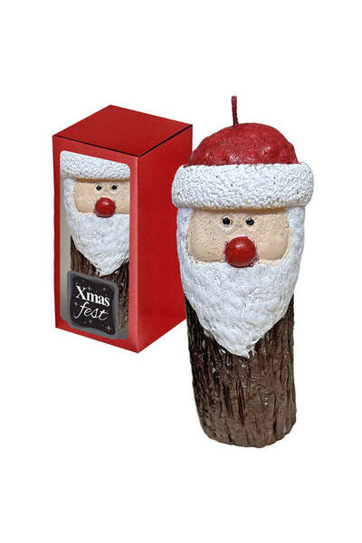 Xmasfest Χριστουγεννιάτικο Κερί Άγιος Βασίλης σε Ξύλο 15x7εκ.