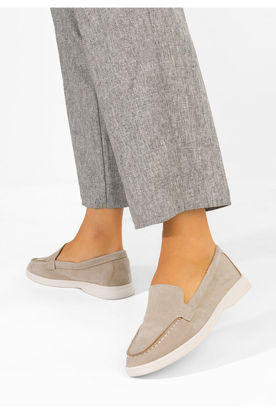 B T Shoes Γυναικεία Δερμάτινα Μοκασίνια Τοβιά Χακί