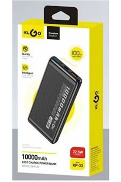 OEM PowerBank KLGO Kp-33 10000mAh με Θύρα USB-A και Θύρα USB-C Μαύρο