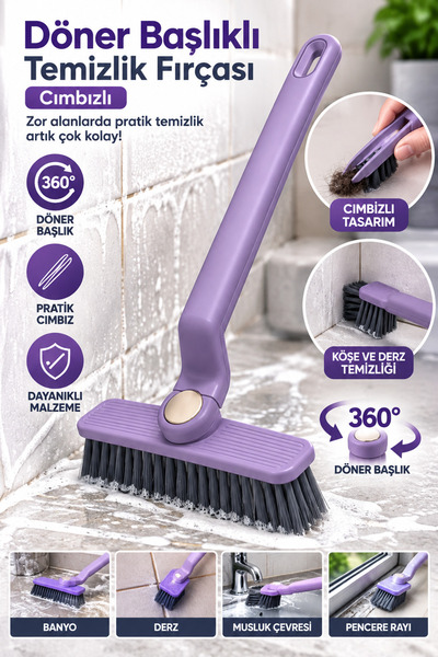 safestore Döner Başlıklı Cımbızlı Detay Temizlik Fırçası Derz Fayans Banyo Pencere Rayı Çok Amaçlı Fırça