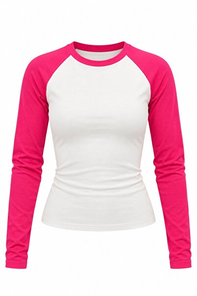 Laluvia Pink Slim Fit Contrast Long Sleeve Blouse - 5219