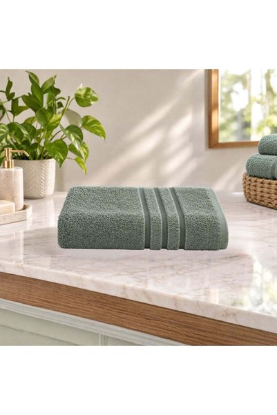 BYFT Home Serene Hand Towel, 50 x 90 Cm, 550 GSM, 100% Cotton, Soft Absorbent Quick Dry Bathroom Towel, Fog Green, Set of 01