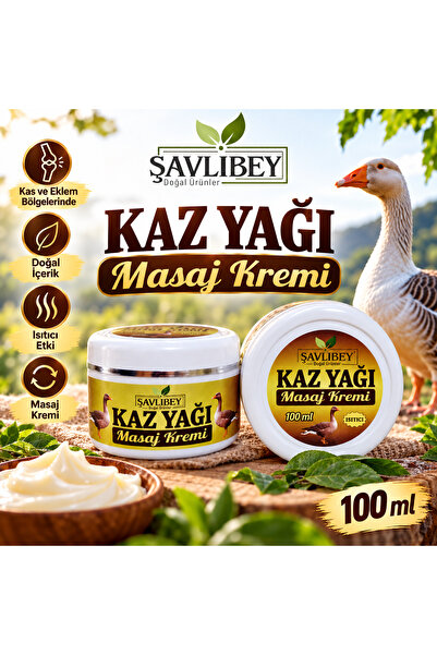 Şavlıbey Doğal Ürünler Şavlıbey Kaz Yağı Masaj Kremi Isıtıcı Etkili 100 ml