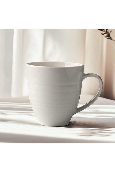Beauty Home Κούπα πορσελάνης ανάγλυφη με χερούλι Sensations Art 7709 350ml Λευκό