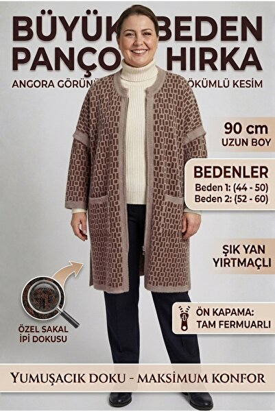 Laden Triko Kadın Büyük Beden Angora Dokulu Sakal İp Yün Sıcaklığında Kışlık ...