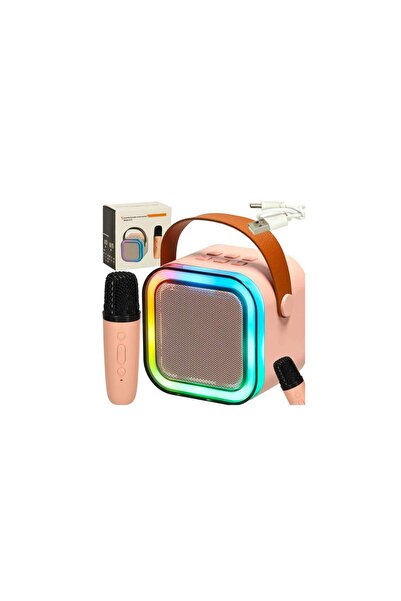 Three top online Σετ καραόκε μικρόφωνο με ηχείο Bluetooth USB ροζ LED