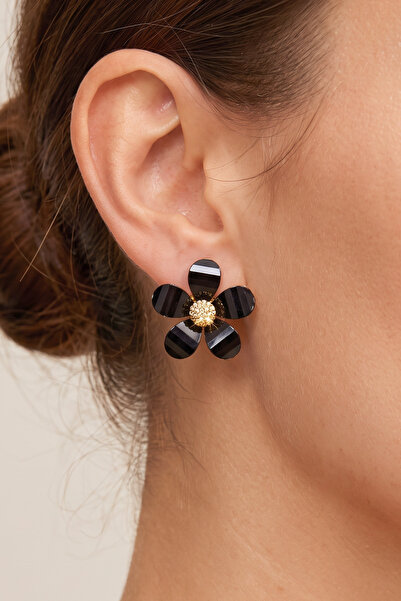 Elika Silver Women's Sparkling Glittery Colorful Flower Earrings