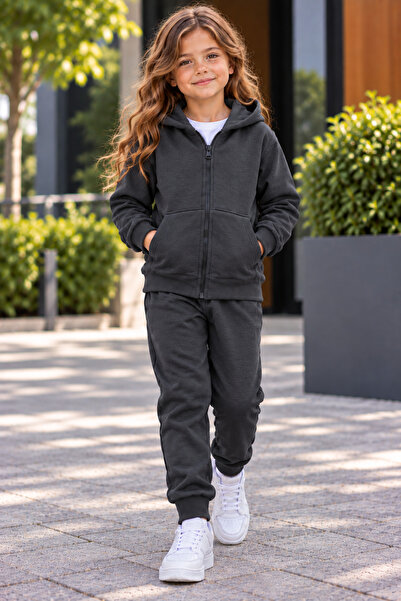 luci sports Girls' Zippered Hooded Rubberized Leggings Track Suit Set