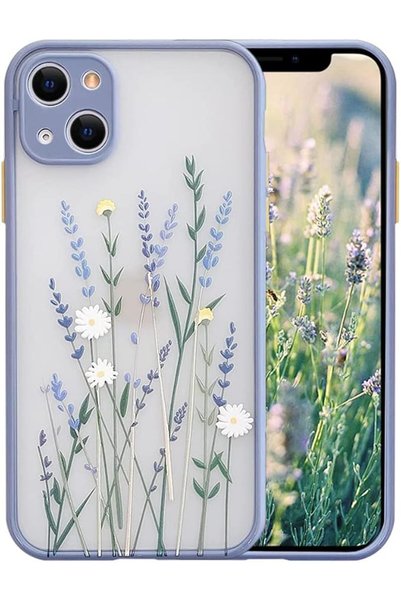 KASTWAVE غطاء متوافق مع آيفون 13 بتصميم شفاف مصقول من البولي كربونات مع زهور ...