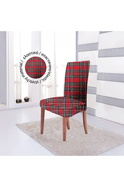 DD SHOP Husa Decorativa pentru Scaun Rosie in Carouri - Huse Craciun Scaune