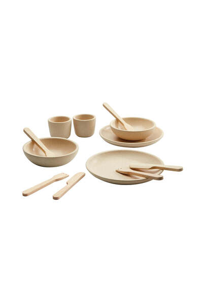 PLANTOYS Tableware Set — Wooden Dollhouse & Accessories