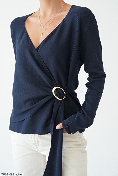 Lupies Women's Knitwear Cardigan with Waist Buckle Detail