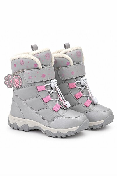 LETAO Girls' Silver Cat Figured Furry Non-Slip Thermal Snow Boots and Winter ...