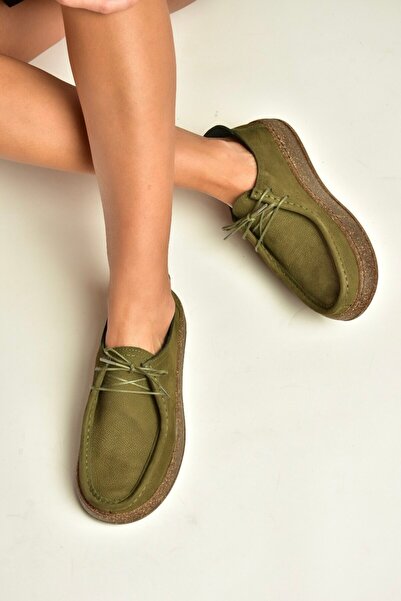 Fox Shoes V944092701 Khaki Genuine Leather Nubuck Casual Shoes