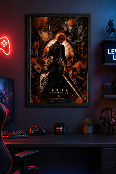 Charmbi Ichigo Bleach Black Wooden Framed Poster Premium Digital Print Painti...