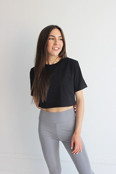 luci sports Μπλουζάκι Black Crew Neck Crop