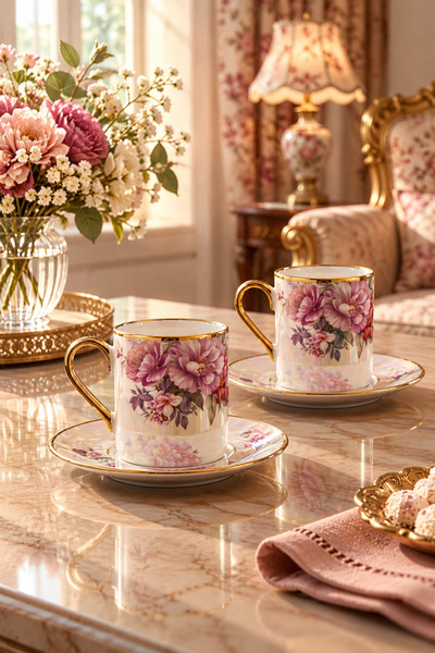 Cooker Florentis 2-Person 90 ml Porcelain Coffee Cup Set Ckr4612
