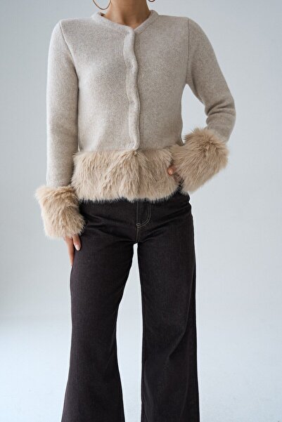 Secret Passion Lingerie New Season Women's Cardigan with Fur Detail on the Sl...