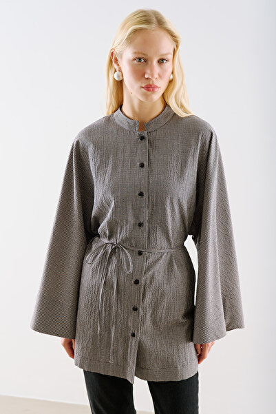 Manuka Wide Sleeves Belted Tunic Black