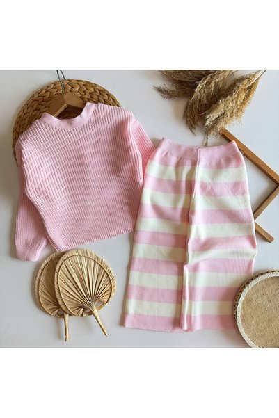 Miniminnakkidswear Girl's Top-Bottom Knitwear Set 3-10 Years Old