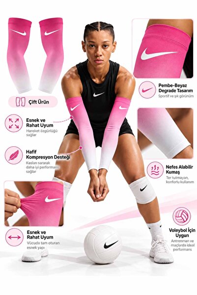 Nike Volleyball Pair Kadın Voleybol Kolluğu Pembe Spor Kol Koruyucu 2’li