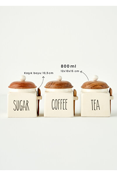 Bella Maison Hygge 3'lü Seramik Kavanoz Seti Krem (800 cc)