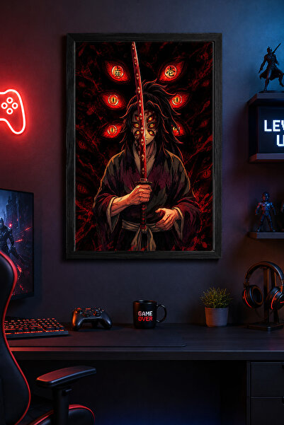 Charmbi Poster înrămat din lemn Demon Slayer, pictură de perete cadou, imprim...