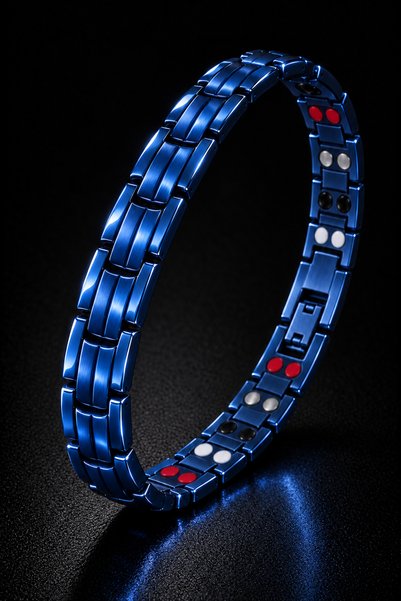 İyyaKee Cobalt Blue Titanium Magnet Men's Women's Clip-On Bracelet