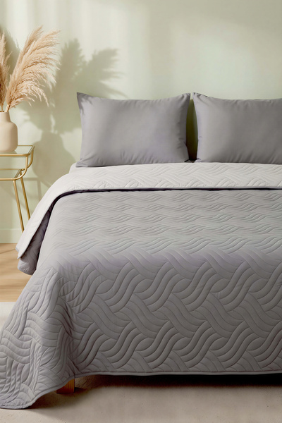 Rivaİstanbul Gray Nova Double-Sided Double Quilted Pique & Bedspread 200X220 cm