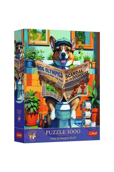 Trefl Puzzle 1000 Premium Plus Animale de Companie si Oameni Corgi la Toaleta
