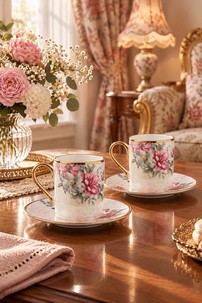 Cooker Florentis 2-Person 90 ml Porcelain Coffee Cup Set Ckr4612