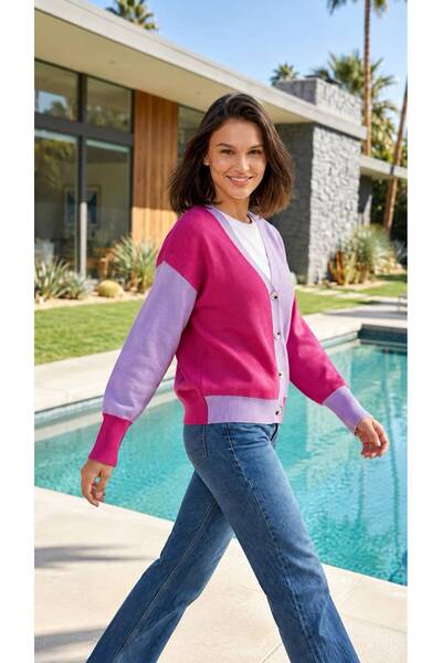Gönülden Tasarım Knitwear Colorful Women's Cardigan