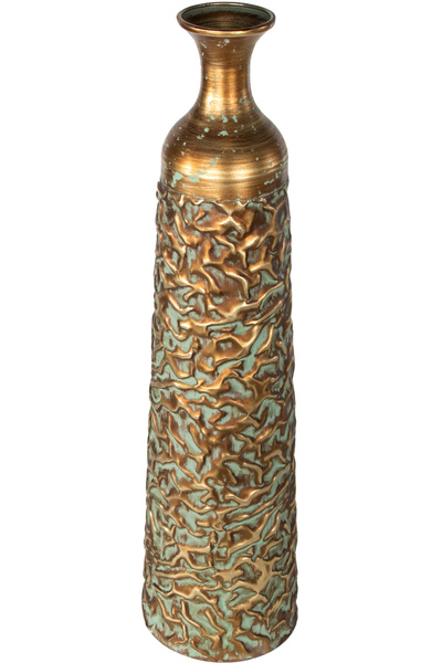 Herdekora Dekoratif Uzun Silindir Vazo Eskitme Gold 17x74 Cm.