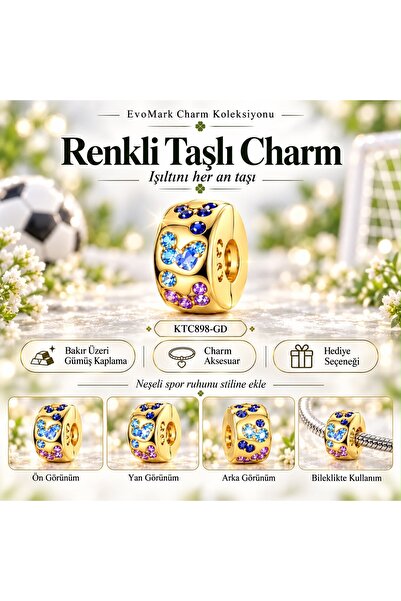 Renkli Taşlı Charm KTC898-GD