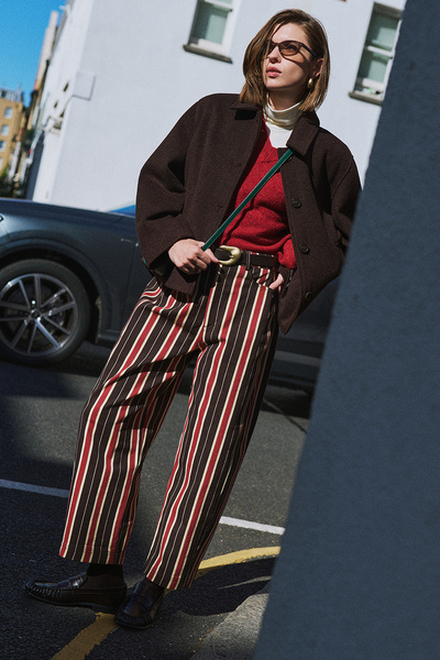 Manuka Yikamali Striped Barrel Pants Brown