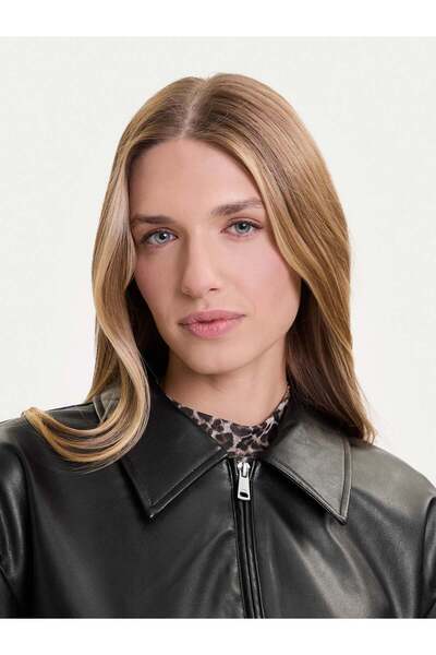 ONLY Onlnicki Women's Regular Fit Faux Leather Zipper Jacket Black