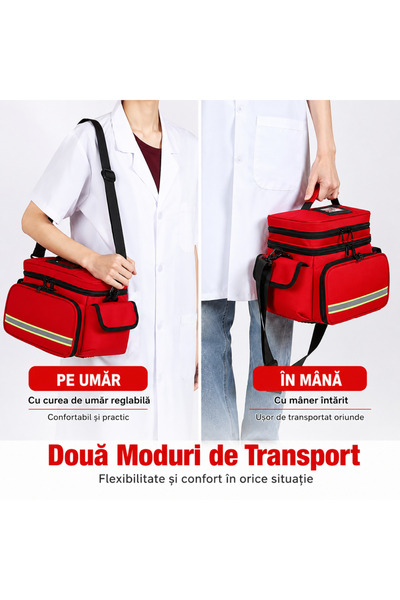 Simply Joy Trusă medicală de prim ajutor Simply Joy, organizator pentru medicamente și consumabile, capacitate mare, multiple buzunare, curea detașabilă, geantă medicală pentru casă, călătorii, 32x23x22 cm, Roșu