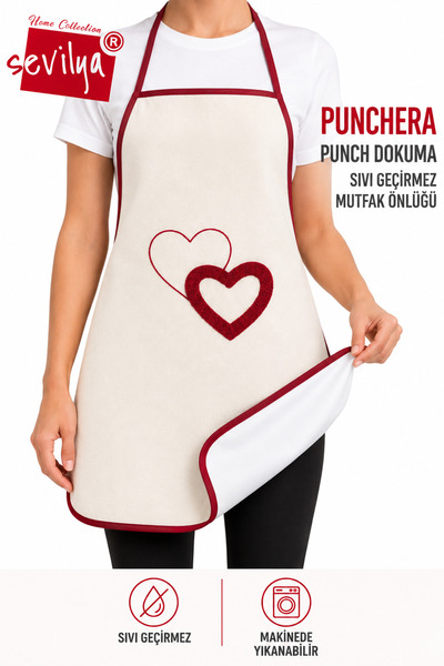 sevilya Punchera Punch Dokuma Sıvı Su Geçirmez Mutfak Önlüğü