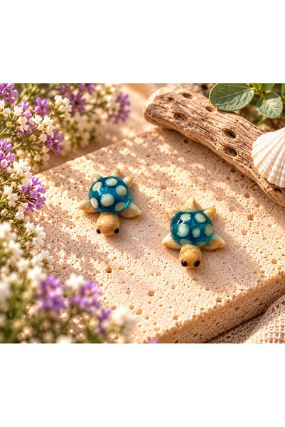 ADAMODART Handmade Murano Glass Blue Cream Karetta Beads (2 Pieces)