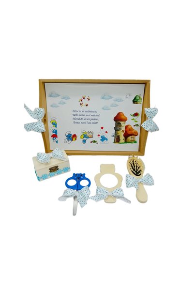 OEM Set de tăvițe pentru ceremonia de tuns, 5 piese, personalizat cu Smurfs
