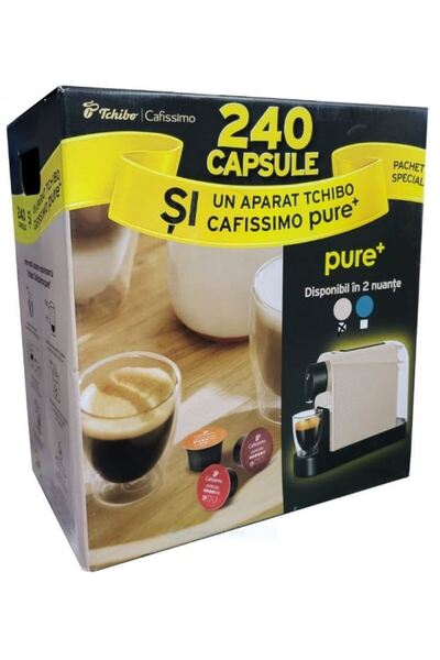 Tchibo Συσκευασία Μηχανής Εσπρέσο Cafissimo Pure με 240 Κάψουλες Καφέ, 1 λίτρ...