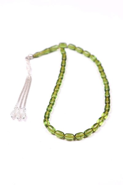 TESBİHKENTİ 8X5 mm Wrist Length Silver Tassel Fire Amber